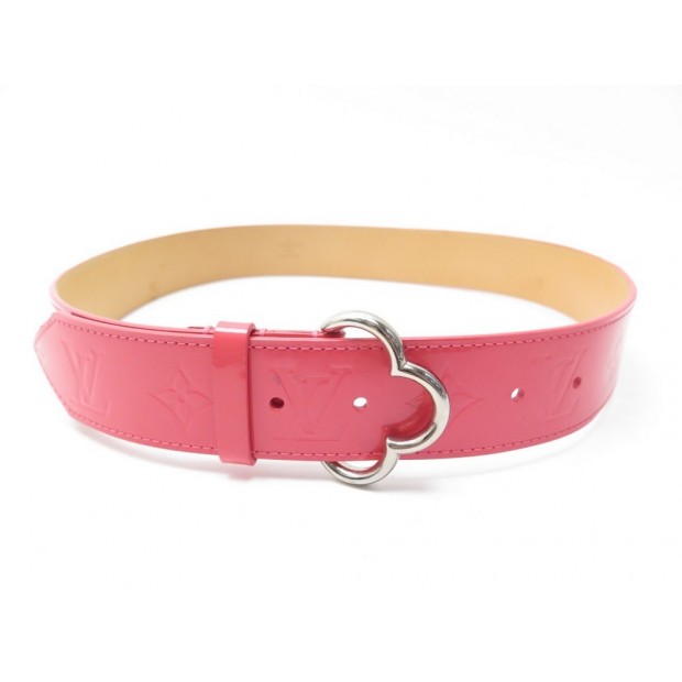 CEINTURE LOUIS VUITTON M9034 T 85 EN CUIR MONOGRAM VERNIS ROSE PINK BELT 420€