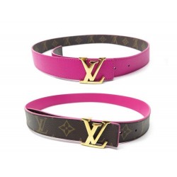 CEINTURE REVERSIBLE LOUIS VUITTON M9365 T80 ROSE & TOILE MONOGRAM LV BOUCLE 400€