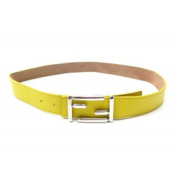 CEINTURE FENDI BOUCLE MONOGRAMME 85 CM EN CUIR JAUNE YELLOW LEATHER BELT 460€