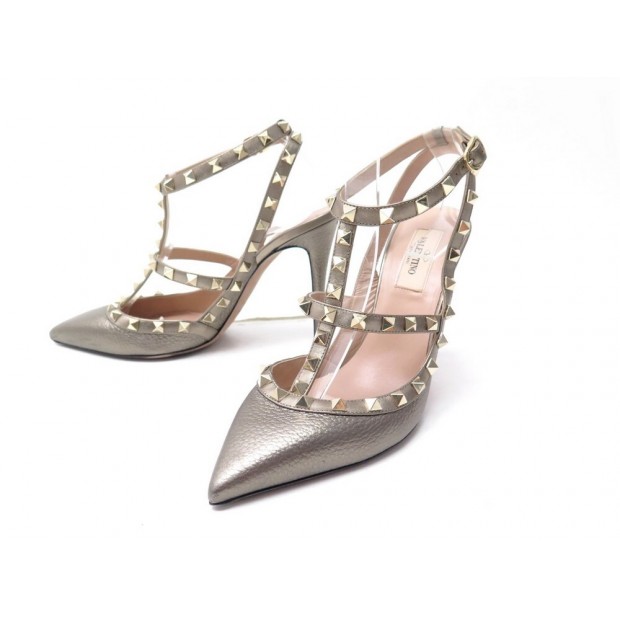 CHAUSSURES VALENTINO ROCKSTUD ESCARPINS 38.5 IT 39.5 FR CUIR GRAINE SHOES 790€