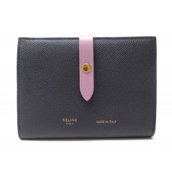 NEUF PORTEFEUILLE CELINE STRAP MOYEN EN CUIR ANTHRACITE NEW LEATHER WALLET 525€