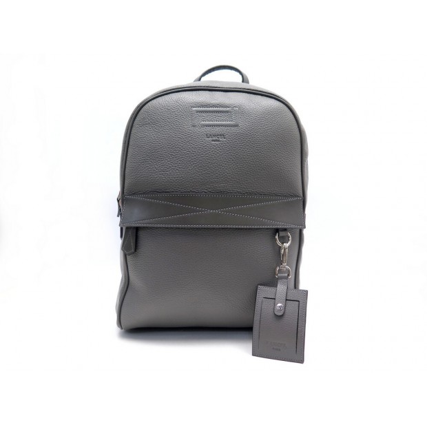 NEUF SAC A DOS LANCEL A10058 EN CUIR GRAINE GRIS NEW LEATHER BACKPACK BAG 625€