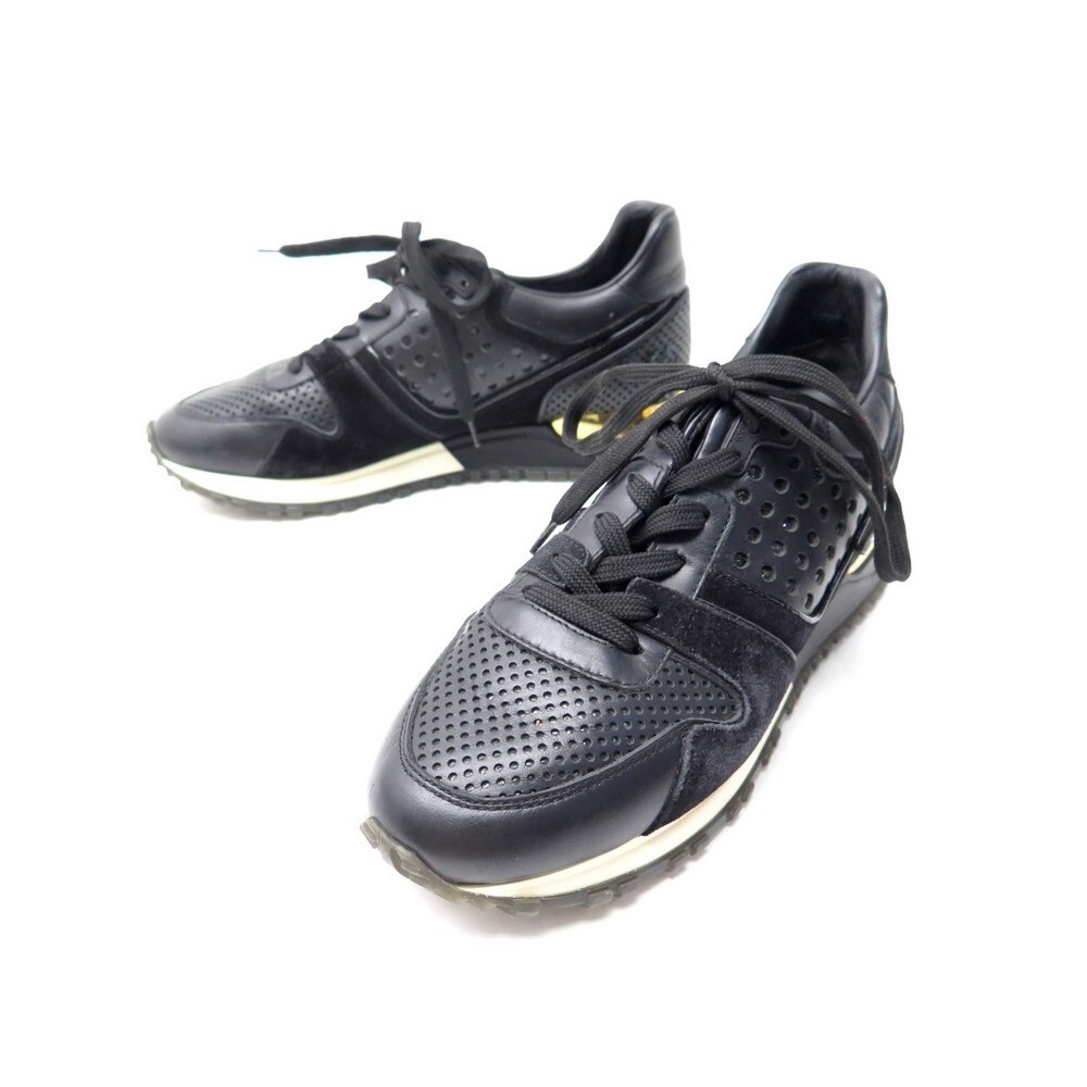 Louis Vuitton Black Mesh And Leather Runaway Lace Up Sneakers Size 37 Louis  Vuitton