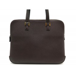 SAC A MAIN HERMES ESCAPADE EN CUIR TOGO MARRON CHOCOLAT LEATHER HANDBAG 4600€