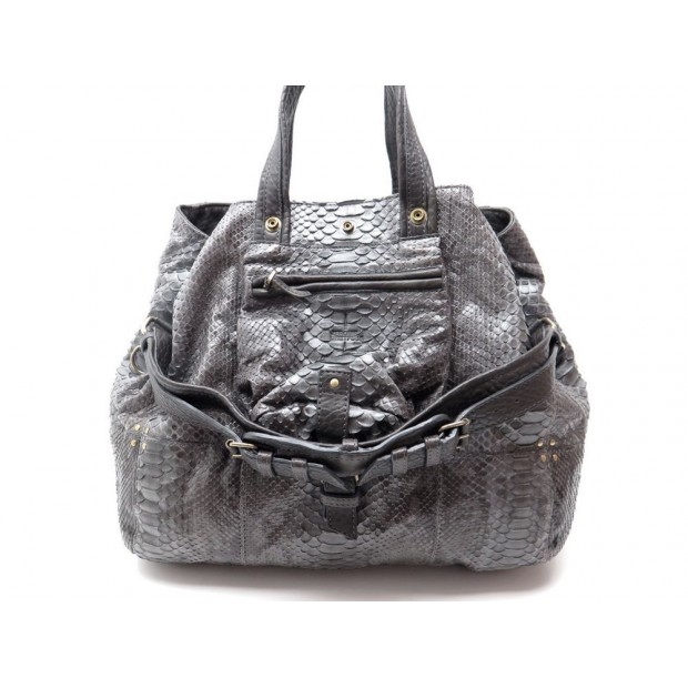 NEUF SAC A MAIN JEROME DREYFUSS BILLY L EN CUIR PYTHON GRIS HAND BAG PURSE 1670€