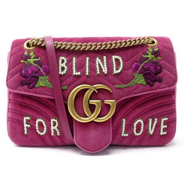 SAC A MAIN GUCCI MARMONT MEDIUM BLIND FOR LOVE 443496 BANDOULIERE VELOURS 2800€