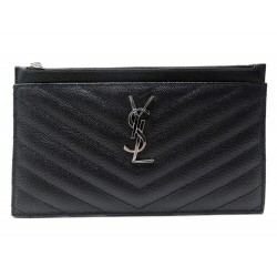 NEUF POCHETTE SAINT LAURENT CASSANDRE 636312 CUIR GRAINE NOIR + BOITE POUCH 375€