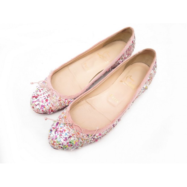 CHAUSSURES CHRISTIAN LOUBOUTIN BALLERINES 37 A SEQUINS MULTICOLORE SHOES 495€