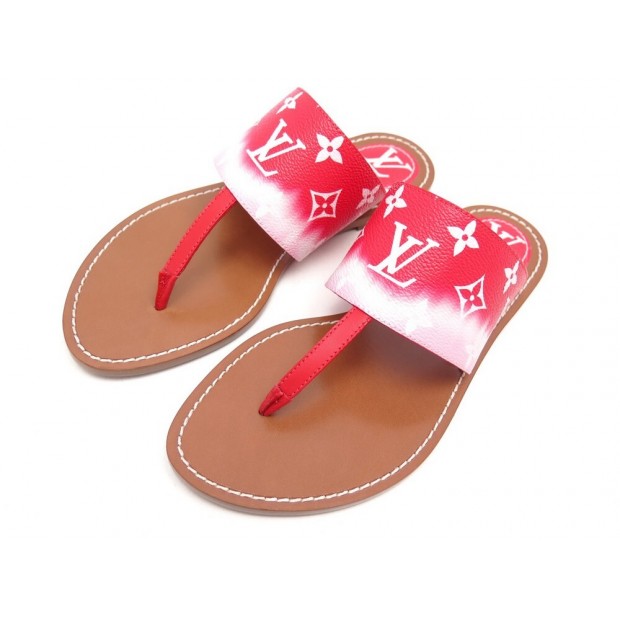 NEUF CHAUSSURES LOUIS VUITTON ESCALE PALMA SANDALS MONOGRAMME 37.5 SHOES 630€