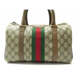 VINTAGE SAC A MAIN GUCCI SHERRY LINE BOSTON EN TOILE SUPREME WEB HANDBAG 1300€