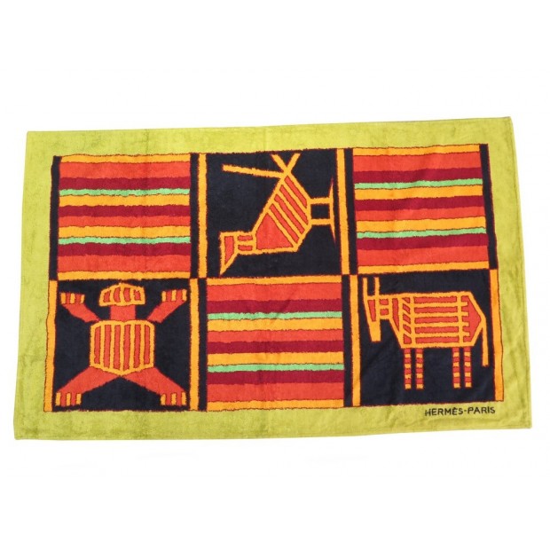 NEUF SERVIETTE HERMES TAPIS DE PLAGE MOTIF TRIBAL EN COTON BAIN BEACH TOWEL 475€