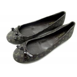 CHAUSSURES LOUIS VUITTON 37.5 BALLERINES EN TOILE MONOGRAM MINI LIN MARRON 550€