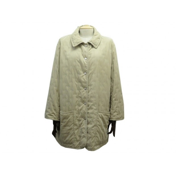 MANTEAU HERMES DOUDOUNE T46 XL MATELASSE BEIGE QUILTED JACKET COAT 2300€