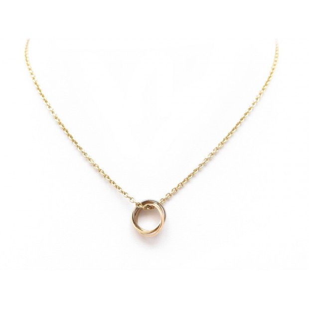 COLLIER CARTIER TRINITY ANNEAUX 3 ORS PM JAUNE ROSE GRIS 18K 43CM NECKLACE 1570€