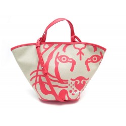 NEUF SAC A MAIN KENZO FC52SA551F02 CABAS TIGRE TOILE ET CUIR CORAIL HANDBAG 225€