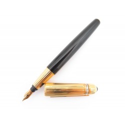 VINTAGE STYLO PLUME CARTIER PASHA 1986 LAQUE NOIRE & PLAQUE OR FOUNTAIN PEN 800€