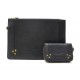 NEUF LOT JEROME DREYFUSS PORTE MONNAIE HENRI + POCHETTE POPOCHE M CUIR NOIR 320€