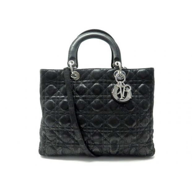 NEUF SAC A MAIN CHRISTIAN DIOR LADY LARGE M0560 BANDOULIERE TOILE CUIR BAG 5400€