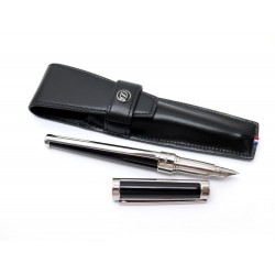 NEUF STYLO PLUME ST DUPONT DEFI LAQUE PALLADIUM + ETUI CUIR FOUNTAIN PEN 400€