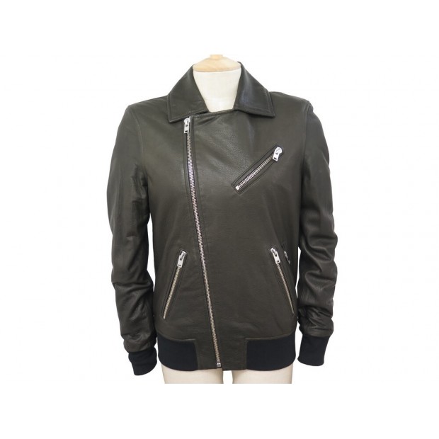 NEUF VESTE BLOUSON IRO LEBON AVIATEUR 34 XS EN CUIR GRAINE LEATHER JACKET 1175€