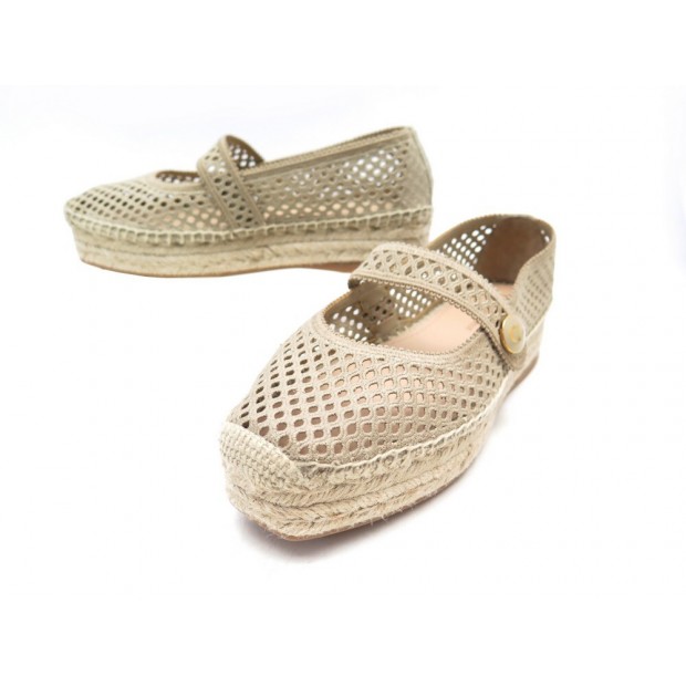 NEUF CHAUSSURES CHRISTIAN DIOR GRANVILLE 38 IT 39 FR ESPADRILLE TOILE BEIGE 650€