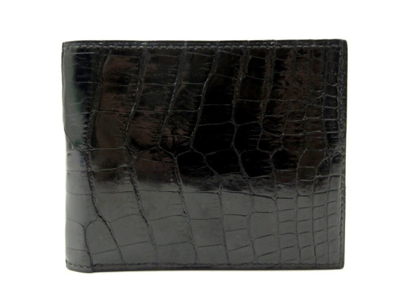 portefeuille porte cartes cuir de crocodile noir