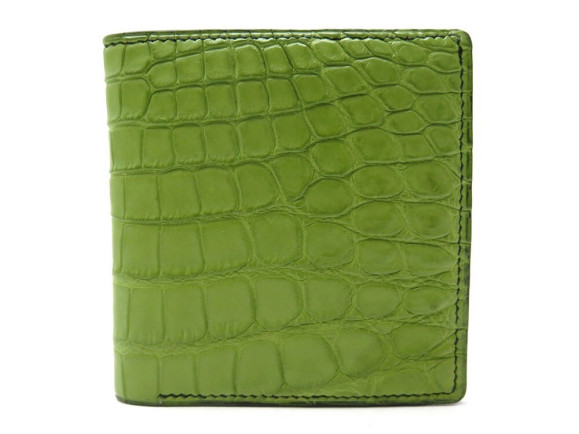  portefeuille porte cartes cuir de crocodile vert