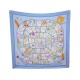 FOULARD HERMES LE JEU DES PETITS BONHEURS SYNES CARRE 90 SOIE BLEUE SCARF 410€