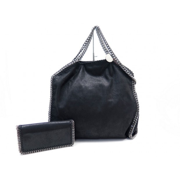 NEUF SAC A MAIN CABAS STELLA MCCARTNEY FALABELLA + PORTEFEUILLE TOILE NOIR 1300€