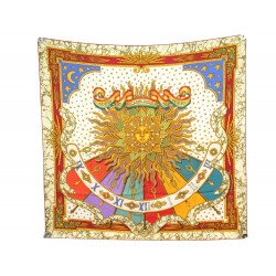 FOULARD HERMES CARPE DIEM METZ CARRE 90 CM EN SOIE ROUGE RED SILK SCARF 410€