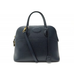 SAC A MAIN HERMES BOLIDE 35 BANDOULIERE CUIR COURCHEVEL BLEU NAVY 1993 BAG 6440€