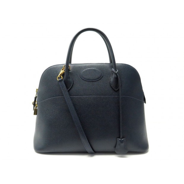 SAC A MAIN HERMES BOLIDE 35 BANDOULIERE CUIR COURCHEVEL BLEU NAVY 1993 BAG 6440€