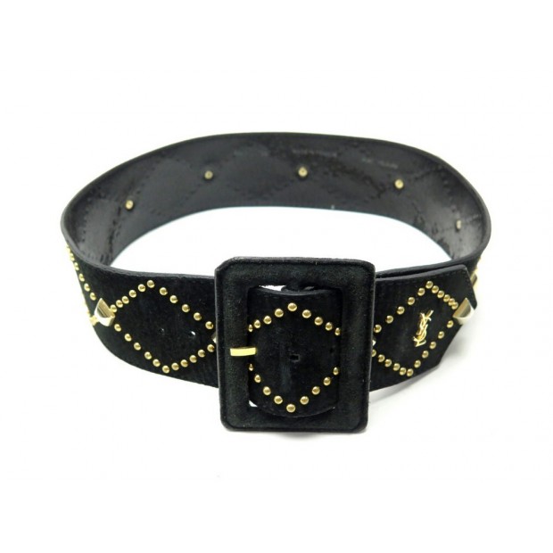 CEINTURE YVES SAINT LAURENT T70 EN DAIM ET CUIR NOIR SUEDE LEATHER BELT 325€