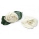 VINTAGE LOT 2 BROCHES CHANEL CAMELIA EN TOILE BEIGE FEUILLES FLEURS BROOCH 880€