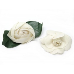 VINTAGE LOT 2 BROCHES CHANEL CAMELIA EN TOILE BEIGE FEUILLES FLEURS BROOCH 880€