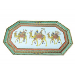 PLATEAU VERSACE ROSENTHAL LE VOYAGE DE MARCO POLO EN PORCELAINE VERT GREEN PLATE