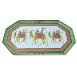 PLATEAU VERSACE ROSENTHAL LE VOYAGE DE MARCO POLO EN PORCELAINE VERTE 27CM PLATE