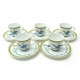 SERVICE A THE CAFE HERMES TOUCANS 5 TASSES SOUCOUPES EN PORCELAINE LIMOGES