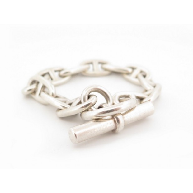 VINTAGE BRACELET HERMES CHAINE ANCRE TGM 12 MAILLONS T16 EN ARGENT MASSIF 1120€