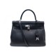 SAC A MAIN HERMES KELLY 35 EN CUIR RETOURNE NOIR BANDOULIERE LEATHER HAND BAG