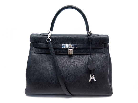 sac a main hermes kelly 35 en cuir retourne noir