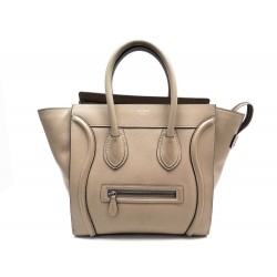 SAC A MAIN CELINE LUGGAGE MINI CABAS EN CUIR GRAINE BEIGE LEATHER HAND BAG 2400€