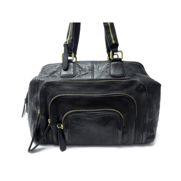 SAC A MAIN GIVENCHY 37 CM EN CUIR NOIR PORTE EPAULE POCHES ZIPPEE HAND BAG 1190€