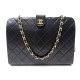 VINTAGE SAC A MAIN CHANEL CUIR NOIR MATELASSE BANDOULIERE LEATHER HAND BAG 4200€