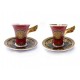 LOT DE DEUX TASSES ET SOUCOUPES MEDUSA VERSACE N14740 PORCELAINE ROUGE 470€