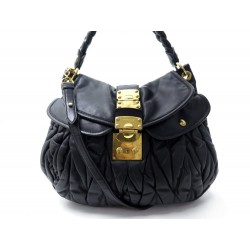 SAC A MAIN MIU MIU COFFER CUIR MATELASSE PLISSE NOIR BANDOULIERE HAND BAG 2500€