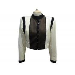 VINTAGE VESTE YVES SAINT LAURENT S 36 100% COTON BICOLORE NOIR ET BLANC JACKET