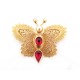 VINTAGE BROCHE YVES SAINT LAURENT PAPILLON EN METAL DORE PERLES BUTTERFLY BROOCH