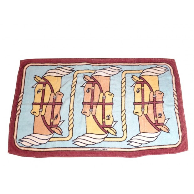 SERVIETTE DRAP DE PLAGE HERMES QUADRIGE CHEVAUX MULTICOLORE BAIN TOWEL 420€