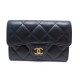 NEUF PORTEFEUILLE CHANEL O PORTE CARTES TIMELESS A8079 CUIR NOIR WALLET 580€